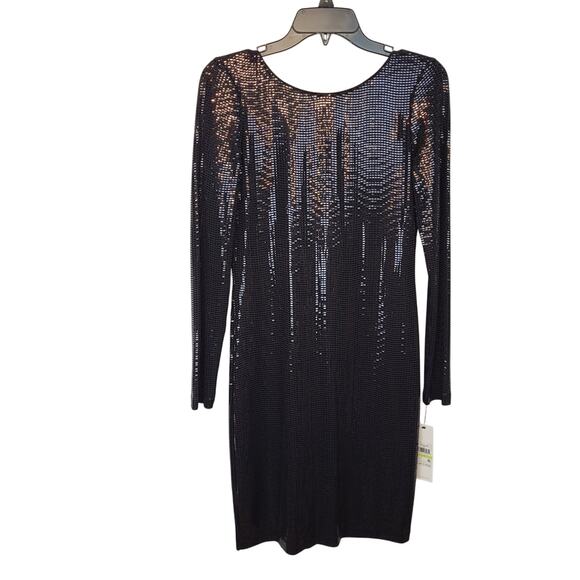 Calvin Klein Little Black Sequined Mini Cocktail Party Dress Low Back Siz 12 NWT - Picture 2 of 12